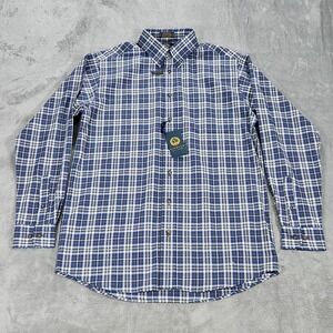 Viyella Shirt Mens Medium Blue Plaid Wool Traditional Button Down Long Sleeve